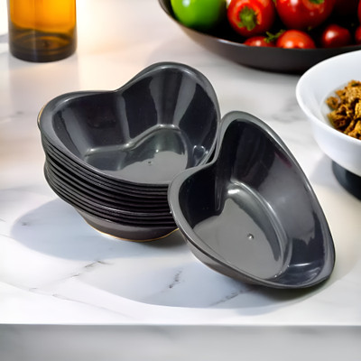 Inpro Plastic Serving Bowl Stylish Designer Shape 12 Plastic Bowls in Black Color(Pack of 12, Black)