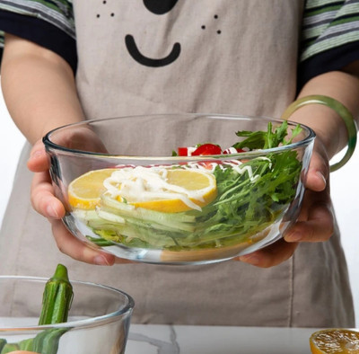 JAGARWAL enterprises Glass Mixing Bowl Borosilicate Glass Mixing & Serving Bowl, Oven & Microwave Safe Bowl 2300 ml Disposable(Pack of 1, Clear)