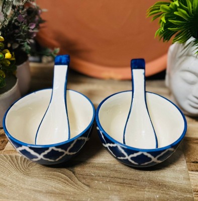 shriyam craft Ceramic Soup Bowl(Pack of 2, Blue)