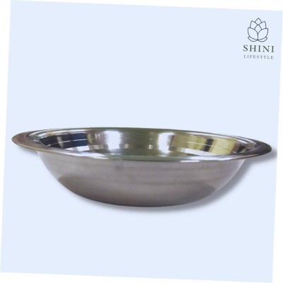 SHINI LIFESTYLE Stainless Steel Mixing Bowl Stainless Steel Mixing Bowl, Serving Bowl Set, Big parat, Atta Parat35cm(Pack of 1, Silver)
