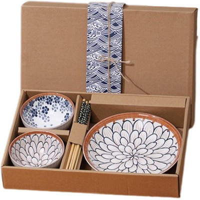 YANCI Pack of 5 Ceramic Dinner Set(Multicolor, Microwave Safe)
