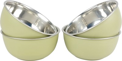 Zaib Stainless Steel Mixing Bowl Serving Set pack of 4, Capacity 350ml storing Food Disposable(Pack of 4, Green)