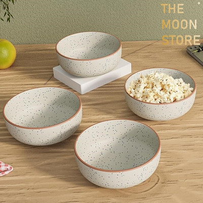 THE MOON STORE Ceramic Serving Bowl(Pack of 4, Off White, White)