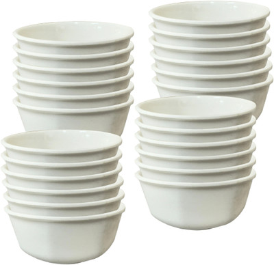 AURKA Melamine Soup Bowl Octagon Food Serving Bowl for Serving Snacks & Breakfast - Microwave Safe(Pack of 24, White)