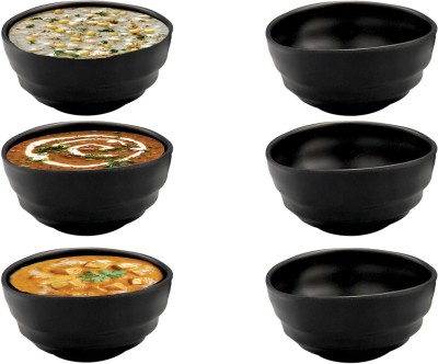 ZIDO Melamine Vegetable Bowl for Vegetables, Curd, Gravies, Soup, Ice Cream, Cereal, Maggi, Desert etc.(Pack of 6, Black)