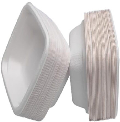 Shop & Shoppee Sugarcane Bagasse Vegetable Bowl Natural Disposable Compostable Bio-Degradable Bowl for hot food serving(7 inch) Disposable(Pack of 50, White)