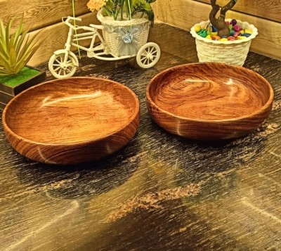 Anaya AfroZ Wooden Mixing Bowl Solid Wood SEESAM Wooden Round Shape Multipurpose Serving Bowl(Pack of 1, Brown)