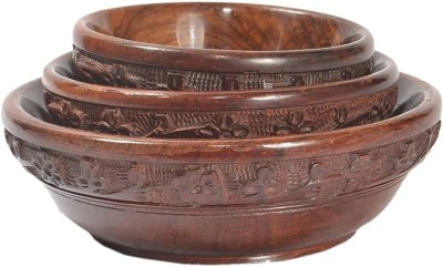 ZN ENTERPRISES Wooden Decorative Bowl Decorative bowl - 3(Pack of 3, Brown)