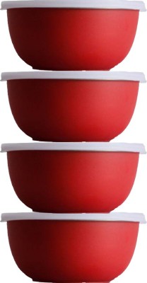 ASHU Stainless Steel Storage Bowl Microwave Safe Red Bowls 14 CM Set of 4 (Capacity 500 ML)(Pack of 4, Red)