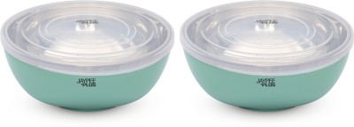 Jaypee Plus Stainless Steel Serving Bowl Glamour Stainless Steel Mixing & Serving Bowl with Lid Microwave Safe(Pack of 2, Green)