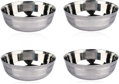 Omkarixa Stainless Steel Serving Bowl Multipurpose Stainless Steel Bowl 300ml – Set of 4 Small Bowls / Katori / Vati(Pack of 4, Silver)