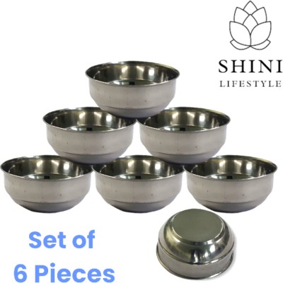 SHINI LIFESTYLE Stainless Steel Vegetable Bowl Stainless Steel bowl,katori, steel bowl set, bowl (katora)(Pack of 6, Silver)