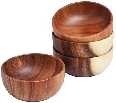LAKKAD Wooden Soup Bowl 004(Pack of 4, Brown)