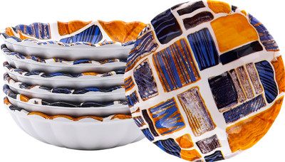 Litware Melamine Serving Bowl LOTUS Round DESIGNER SNACKS SERVING(Pack of 6, Multicolor)