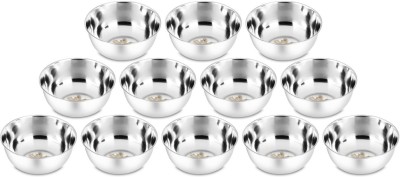 Classic Essentials Stainless Steel Vegetable Bowl Heavygauge&HighQuality Stainless Steel,With Permanent Laser design Maple setof12(Pack of 12, Silver)