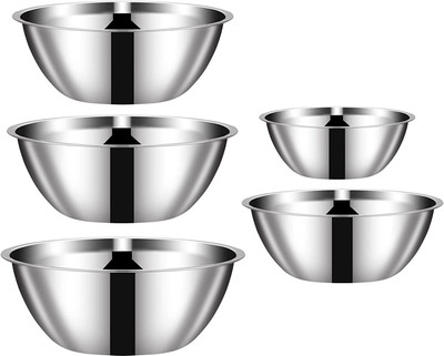 HM EVOTEK Steel Grocery Container  - 500 ml, 800 ml, 1000 ml, 1500 ml, 1800 ml(Pack of 5, Silver)