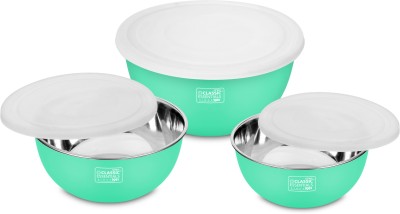 Classic Essentials Stainless Steel Vegetable Bowl Microwave Safe Mixing Bowl Set Of 3 Sea Green(500ml, 750ml,1250ml),(Pack of 3, Green, White)