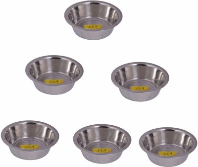 Shivshakti Arts Stainless Steel Serving Bowl SHIV SHAKTI ARTS Handmade Pure Stainless Steel Round Bowl Plane Design Vintage Look Volume= 700 ml Each:: Set of 6(Pack of 6, Silver)