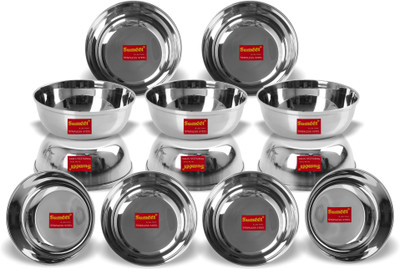 Sumeet Stainless Steel Serving Bowl Stainless Steel Heavy Gauge Bowl / Wati set with Mirror Finish 12cm Dia (350 Ml) - Set of 12pc(Pack of 12, Steel)