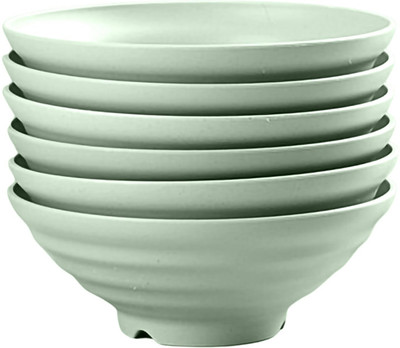Takositio Plastic Salad Bowl Wheat Straw Bowl Deep Salad Bowl Japanese Noodle Udon Soup Bowls Microwave Safe(Pack of 6, Green)