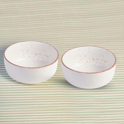 FREAKWAY Ceramic Serving Bowl Ceramic Geometric Bowl Stoneware - 1060ml/Large, Set of 2, White(Pack of 2, White)