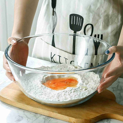 Armin Glass Glass Mixing Bowl 2300ML Dinner Set(Clear, Microwave Safe)