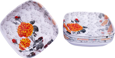 Feast Melamine Mixing Bowl Melamine Square 6 Inch Snacks Plate set(Pack of 6, Multicolor)