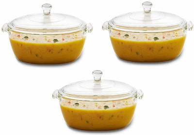 Umart Glass Mixing Bowl Microwave Oven Safe Serving Set with Glass Lid(Pack of 3, Multicolor)