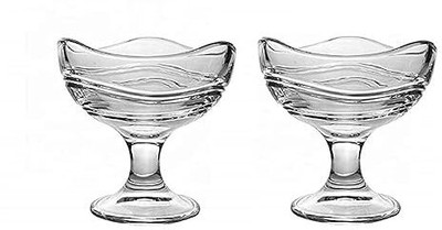 HOOLI Glass Dessert Bowl Serving Bowl for Dessert 150 ml(Pack of 2, Clear)