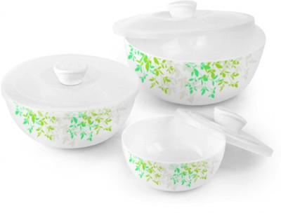 Juhi Art Opalware Mixing Bowl Mixing Bowls with Lid(multi design)(500ml, 1000ml,1500ml), 3 Pc Disposable(Pack of 3, White)