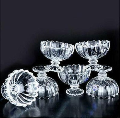 siddhi vinayak creation Glass Dessert Bowl Ice Cream Bowls, Salad Dessert Serving Bowls, Tableware Set, 170 ml(Pack of 6, Multicolor)