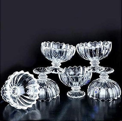 Kriti Traders Borosilicate Glass Dessert Bowl Ice Cream Bowls, Salad Serving Bowls, Tableware Set(Pack of 6, Clear)