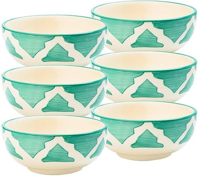 P-PLUS INTERNATIONAL Ceramic Soup Bowl Serving Bowls | Microwave & Dishwasher Safe(Pack of 6, Green)
