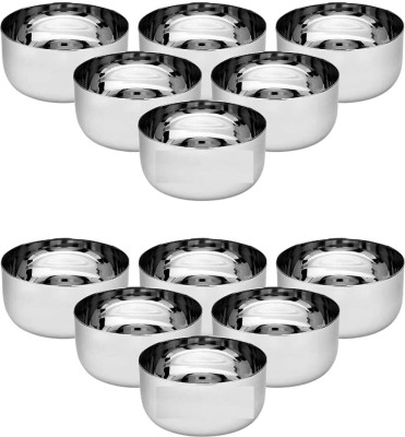 GALOOF Stainless Steel Vegetable Bowl stainless steel heavy gauge bowl set of 12(Pack of 12, Silver)