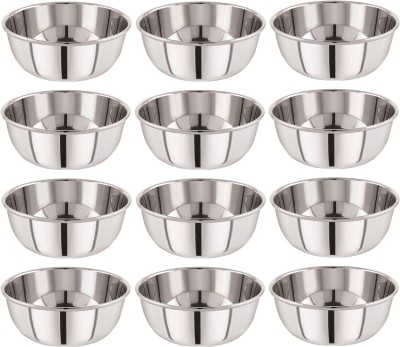 GALOOF Stainless Steel Vegetable Bowl stainless steel heavy gauge bowl set of 12 Stainless Steel Vegetable Bowl(Pack of 12, Silver)