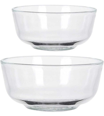 KNPL Glass Mixing Bowl Glass Mixing Bowl, Tray, Container Microwave Oven Safe 1200ml , 2300 ml Disposable(Pack of 2, Clear)