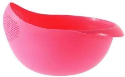 IMPHI Plastic Multipurpose Rice Wash Bowl Colander Strainer(Pink Pack of 1)
