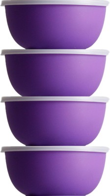 ASHU Stainless Steel Storage Bowl Microwave Safe Purple Bowls 14 CM Set of 4 (Capacity 500 ML)(Pack of 4, Purple)