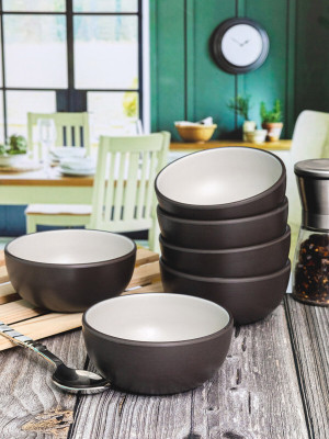 Servewell Melamine Soup Bowl Double Toned 12.3cm - Green Black(Pack of 6, Multicolor)