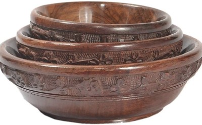 Reeti Enterprises Wooden Serving Bowl Wood Snack Bowl / Sheesham Wooden Set of 3 Bowls(Pack of 3, Brown)