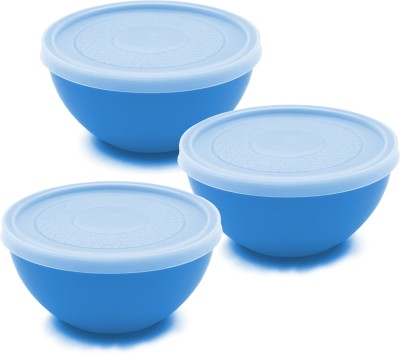 Jaycee Plastic Vegetable Bowl Microwave Safe BPA-free Food Grade Bowl Set For Food/Soup(Pack of 3, Blue)