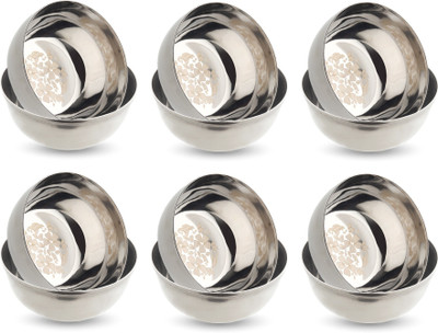 LIMETRO STEEL Stainless Steel Serving Bowl Pack of 12 Serving Bowl Set for Kitchen ( Pack of 12 , Size: 9 CM, Laser Print)(Pack of 12, Steel)