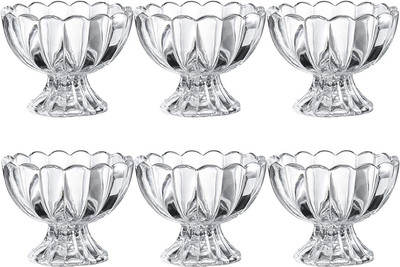 DHANSAL Glass Serving Bowl Ice Cream Cup 6Pcs Set Disposable Dessert Bowl BQL0082-2 Disposable(Pack of 6, Clear)