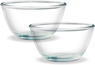 Sarsawal Glass Mixing Bowl(Pack of 2, Clear)