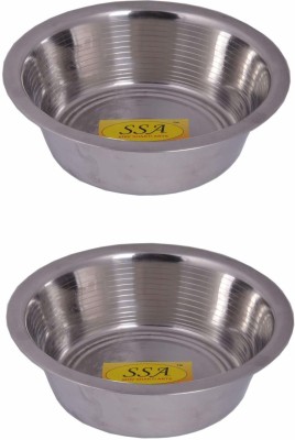 Shivshakti Arts Stainless Steel Serving Bowl SHIV SHAKTI ARTS Handmade Pure Stainless Steel Round Bowl Plane Design Vintage Look Volume= 700 ml Each:: Set of 2(Pack of 2, Silver)