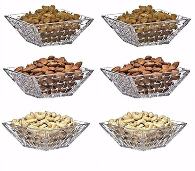 MDNSHO Glass Serving Bowl Best quality transparent disposable mixing veggitable bowl Disposable(Pack of 6, Clear)