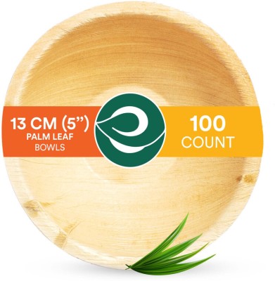 ECO SOUL Areca Leaf Serving Bowl 5 Inch Biodegradable Disposable(Pack of 100, Beige)