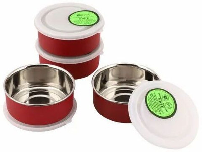 TRENDWAVE Stainless Steel Storage Bowl Stainless Steel Microwave Safe Bowl 10cm 210ml(Pack of 4, Red)
