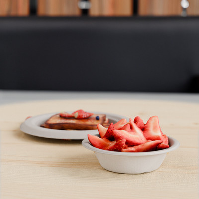 Ecogreenz Sugarcane Bagasse Mixing Bowl Disposable Sugar Bagasse Bowl Tray|Eco-friendly, biodegradable, single-use Disposable(Pack of 50, Off White)