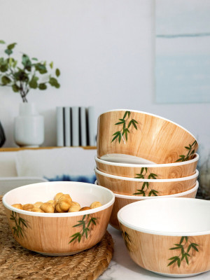 Servewell Melamine Vegetable Bowl Bowl Set Rnd 10.5 cm - Bamboo Delite(Pack of 6, Multicolor)